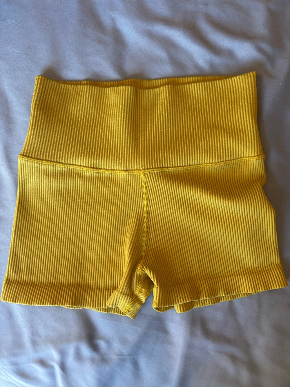 High-Rise Ribbed Yellow Bike Shorts